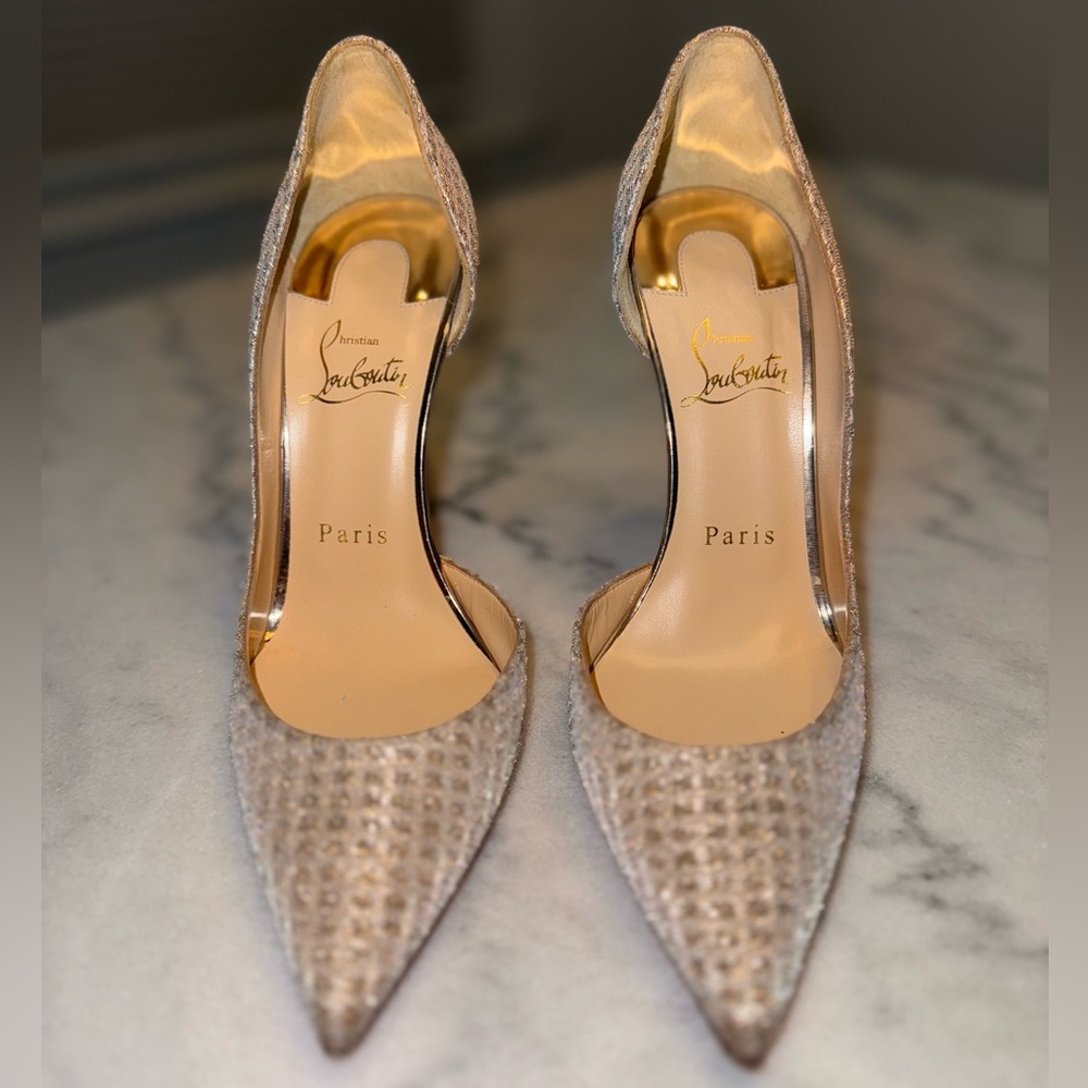 Christian Louboutin Iriza 100mm Quadro Lurex Pumps: Women’s size EUR 37 (US 7)